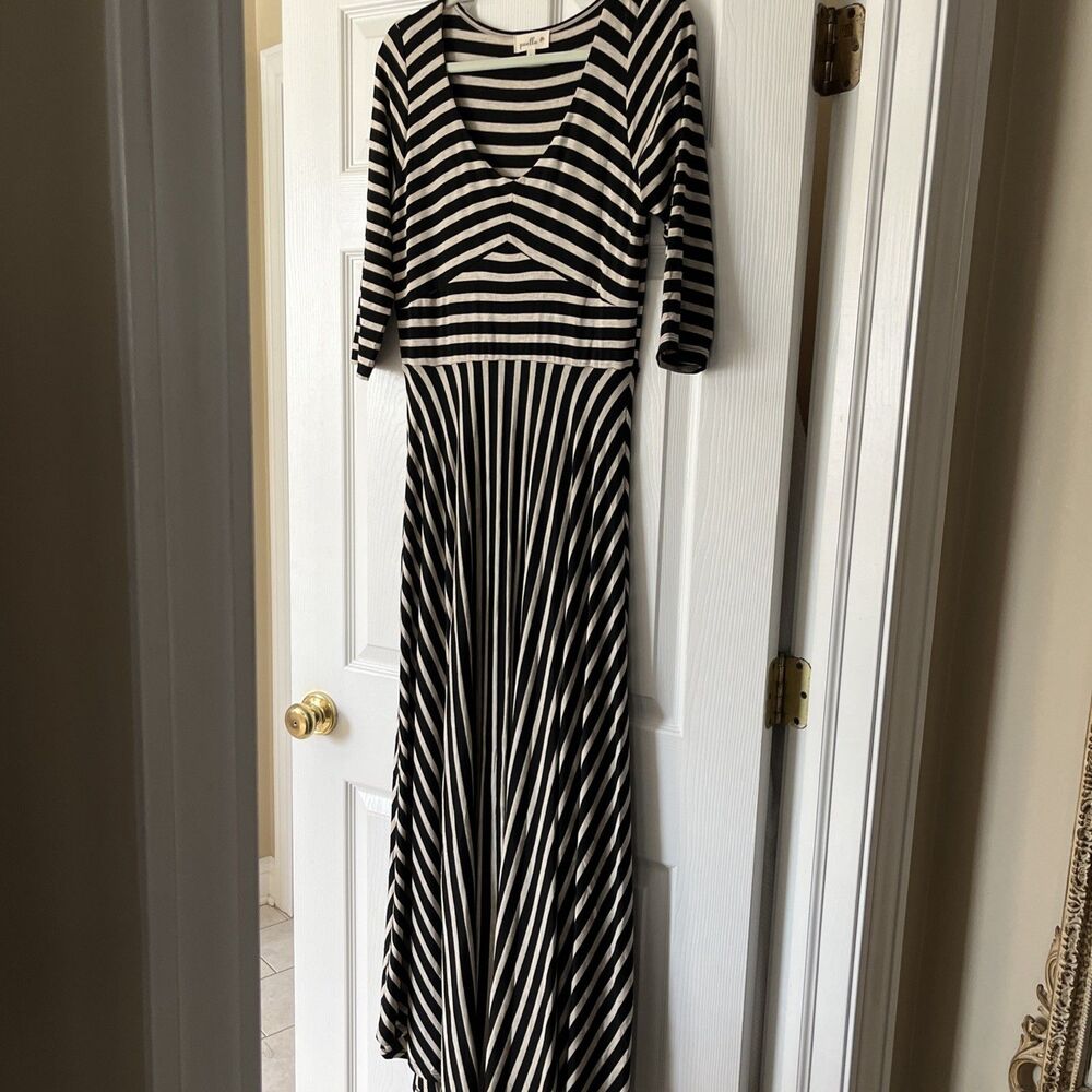 Puella Striped Jersey Maxi Dress Large Stretchy Fall Ready Soft Comfortable